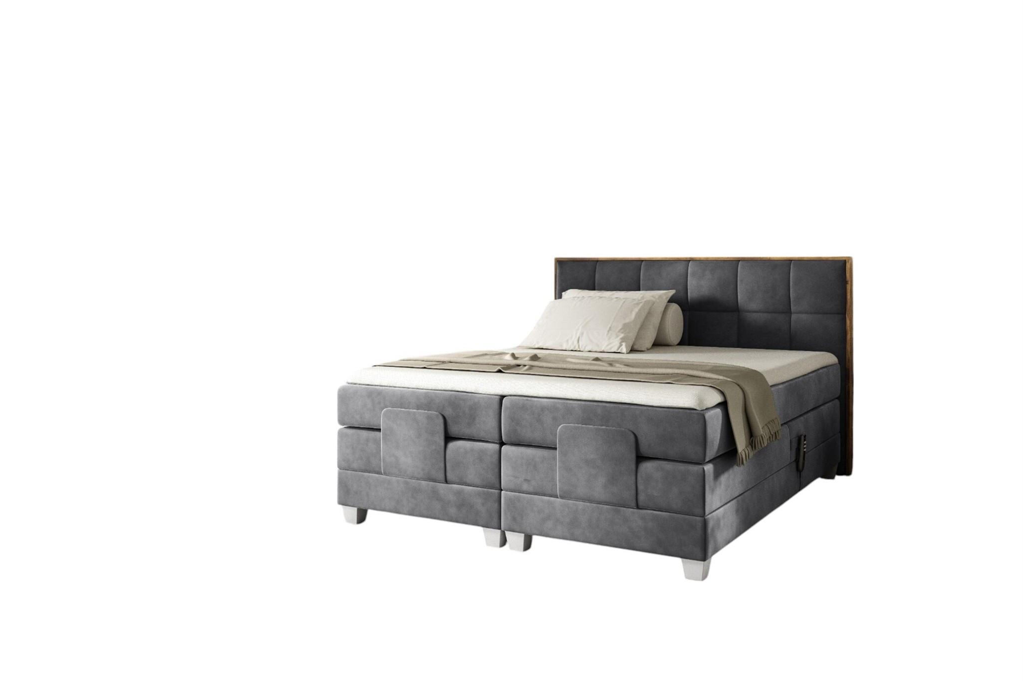 BOXSPRINGBETT Elektrisch Henry - Grau, Holzwerkstoff/Textil (140/200cm) - Fun Möbel