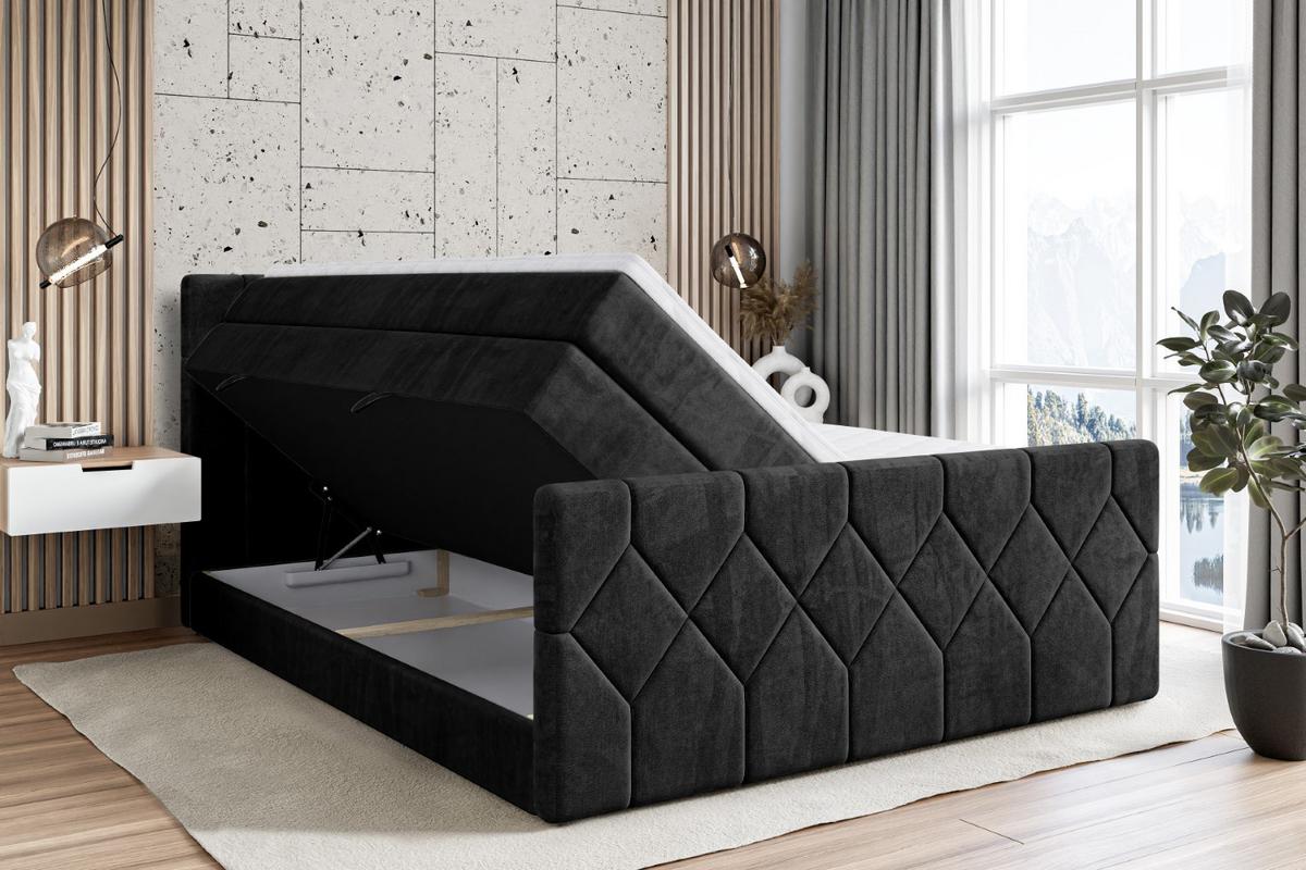 BOXSPRINGBETT CATOR-Z KING - 120x200 - H3/H4 - Schwarz - Schwarz, Holzwerkstoff (120/200cm) - ALTDECOR