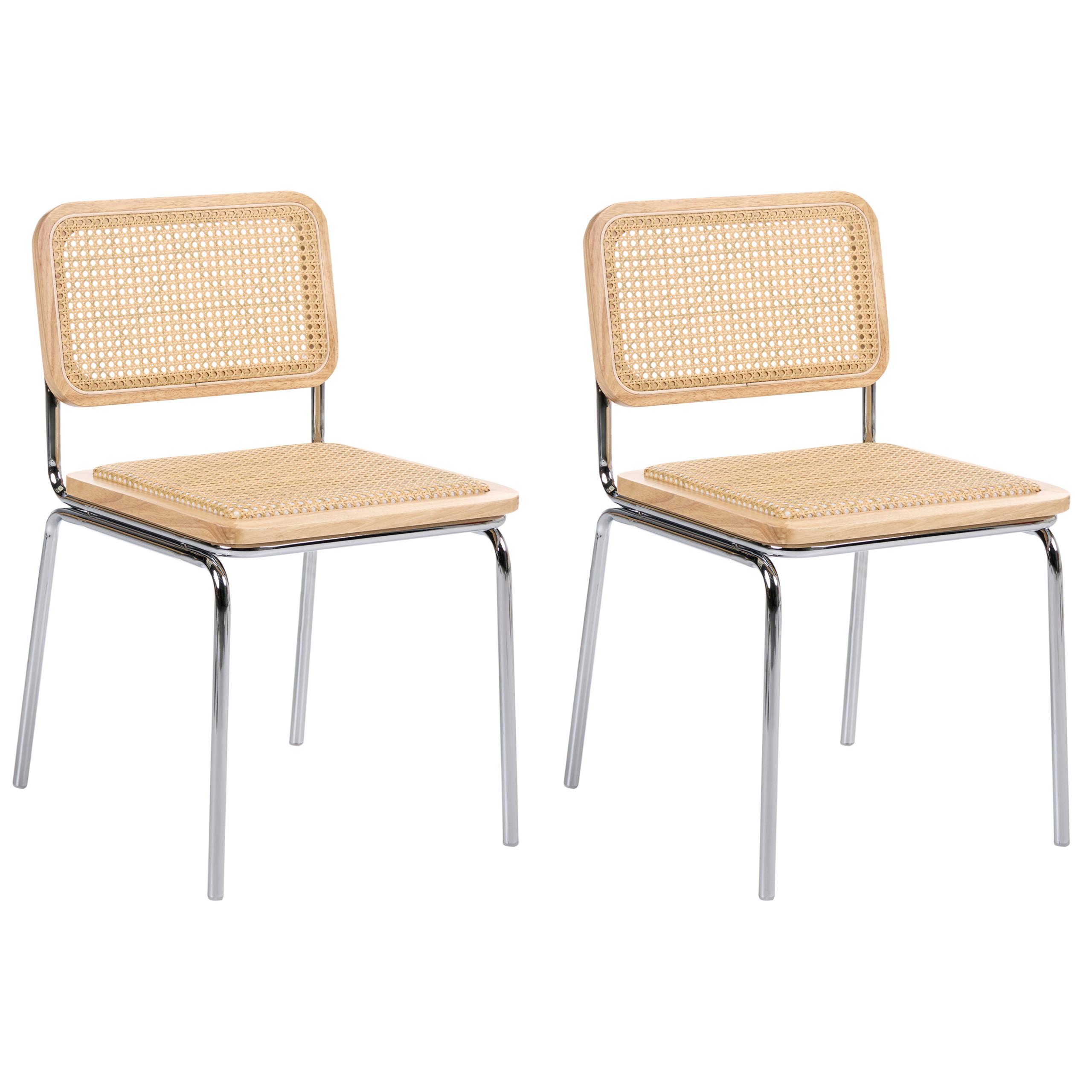 ESSZIMMERSTUHL 2er-Set Polyrattan Hellbraun Corvallis - Hellbraun, Kunststoff (48/83/58cm) - Beliani