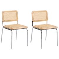 ESSZIMMERSTUHL 2er-Set Polyrattan Hellbraun Corvallis - Hellbraun, Kunststoff (48/83/58cm) - Beliani