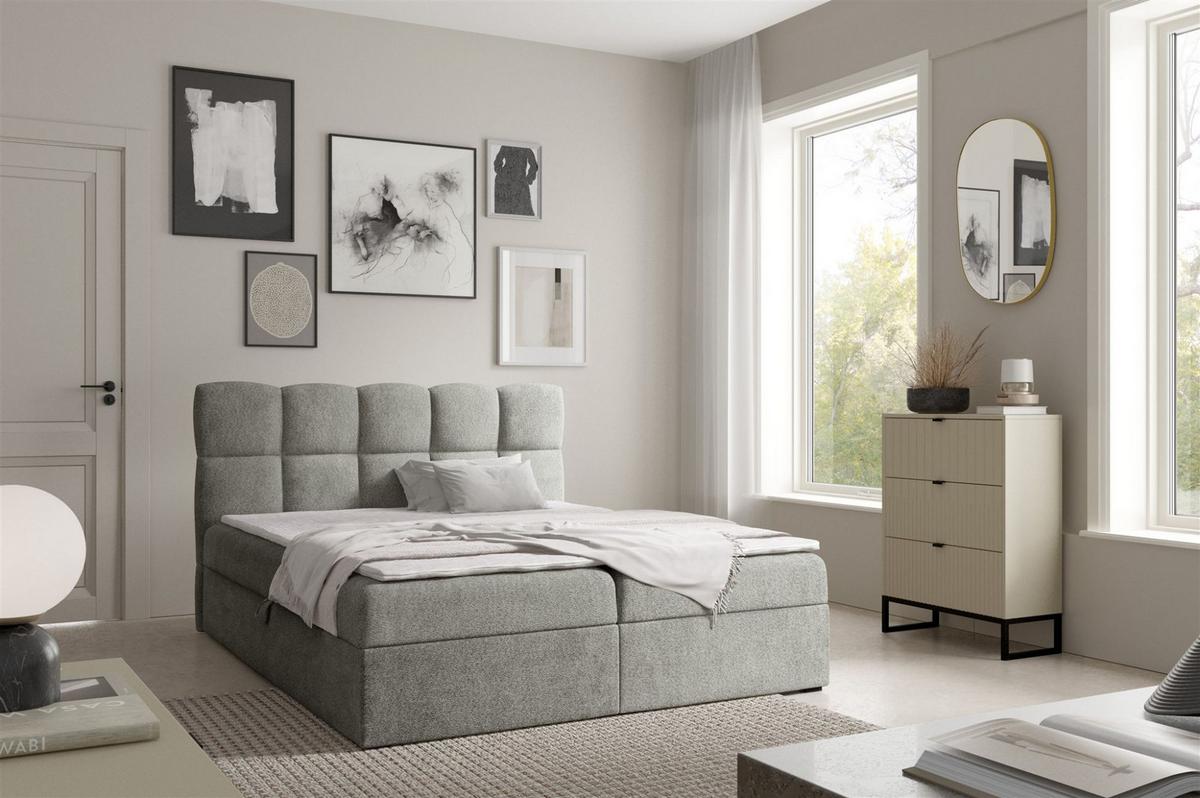 BOXBETT Parozo überlänge - Grau, Holzwerkstoff/Textil (120/220cm) - Fun Möbel