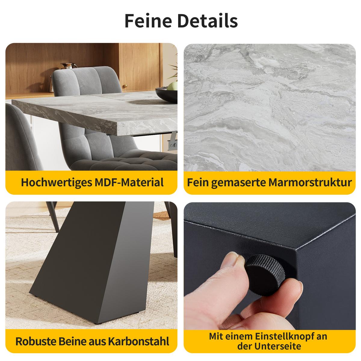 ESSTISCH ausziehbar 99–159 cm in Grau Marmor-Optik - Weiß, Holzwerkstoff (74/99/77cm) - Urban Meuble