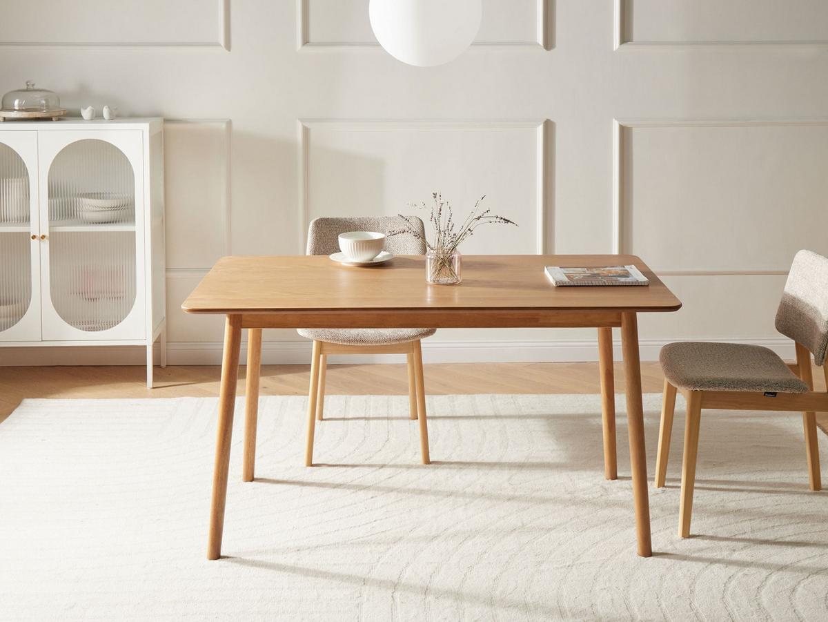 ESSTISCH Helle Eiche 140/80 cm Elvyn - Hellbraun, Holzwerkstoff (140/80/74cm) - Beliani
