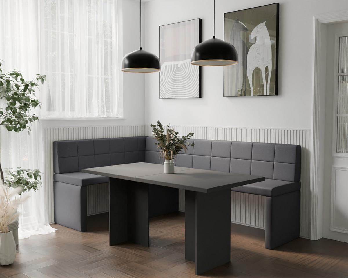 ECKBANK links MELVIN Kunstleder, 128/168 cm Dunkelgrau - Dunkelgrau, Holz/Kunststoff (128/168cm) - Idohome