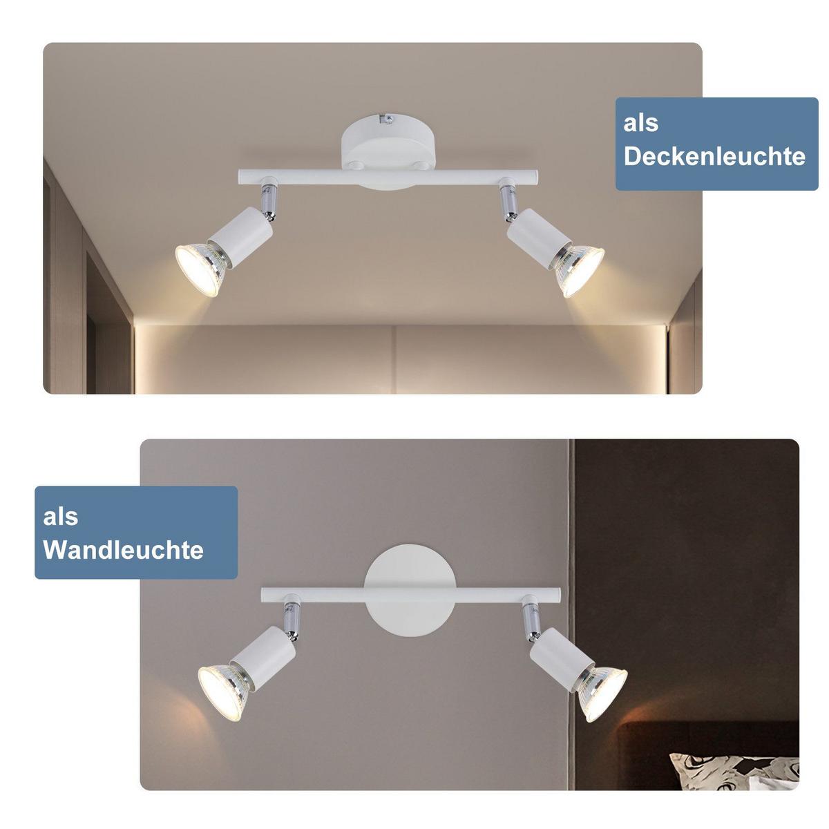 DECKENSTRAHLER Flensburg 2-flammig 25/8/13.5 cm - Weiß, Metall (25/8/13.5cm) - Nettlife