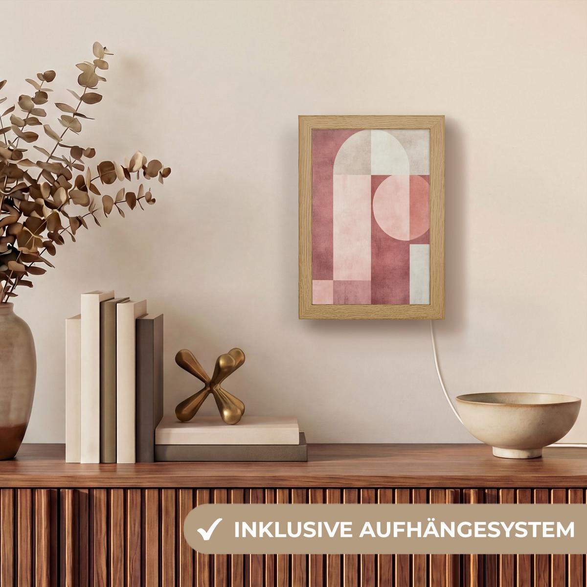 WANDLEUCHTE Figuren - Abstrakt - Rosa 15x20 cm - Altrosa, Holzwerkstoff (15/20/8cm) - OnlyWow