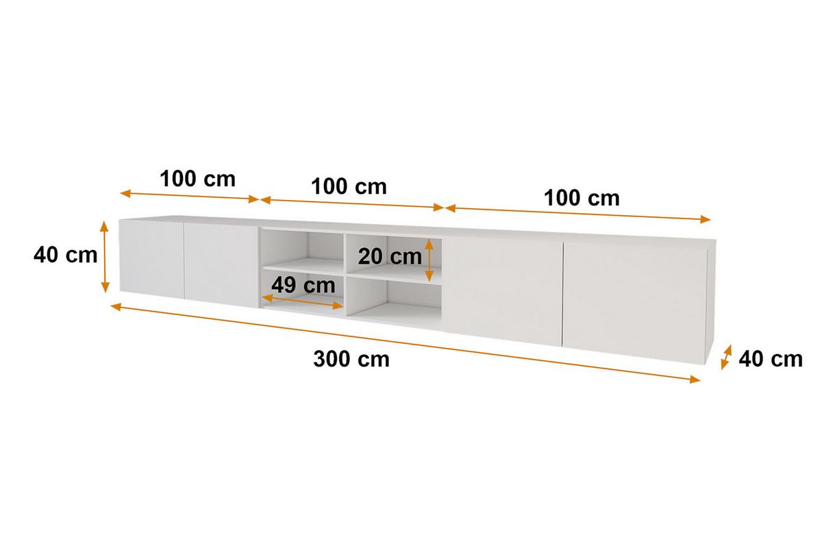 LOWBOARD ELIO-W 3x100x40x40 cm - Weiß - Weiß, Holzwerkstoff (300/40/40cm) - ALTDECOR
