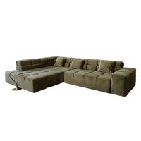 ECKSOFA NEVADA Hellgrün Velvet - Schwarz/Hellgrün, Textil (319/215cm) - KAWOLA