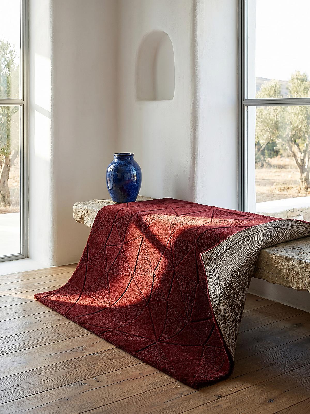 WOLLTEPPICH DEBEN, geometrisch, Rot, 120 x 170 cm - Rot, Textil (170/120cm) - KADIMA DESIGN