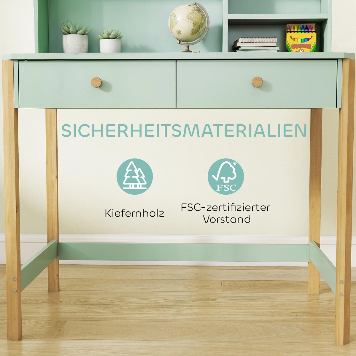 KINDERTISCH MDF Kiefernholz Grün - Naturfarben/Grün, Holz/Holzwerkstoff (52/105/90cm) - AIYAPLAY