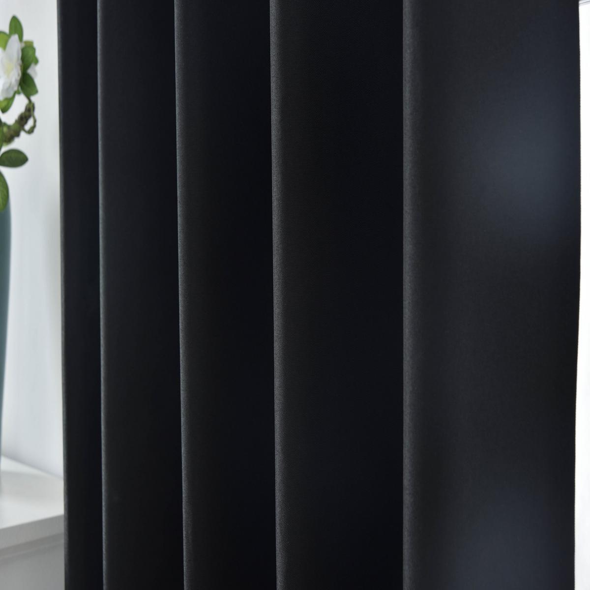 VORHANG 2ER SET BOSTON DARK HxB 175x140 cm Schwarz - Schwarz, Textil (140/175cm) - Gardinenbox