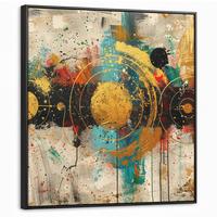 LEINWAND Bilder mit Rahmen - Abstrakt - Kunst - Gold - Modern - 90x90 - Multicolor, Textil (90/90cm) - MuchoWow