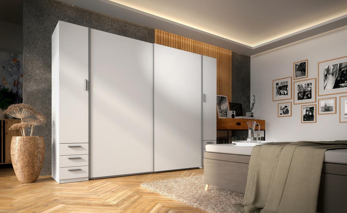 KLEIDERSCHRANK Weiß, Grau 270/208/61 - Weiß/Grau, Holzwerkstoff (270/208/61cm) - RAUMHIRSCH FURNITURE