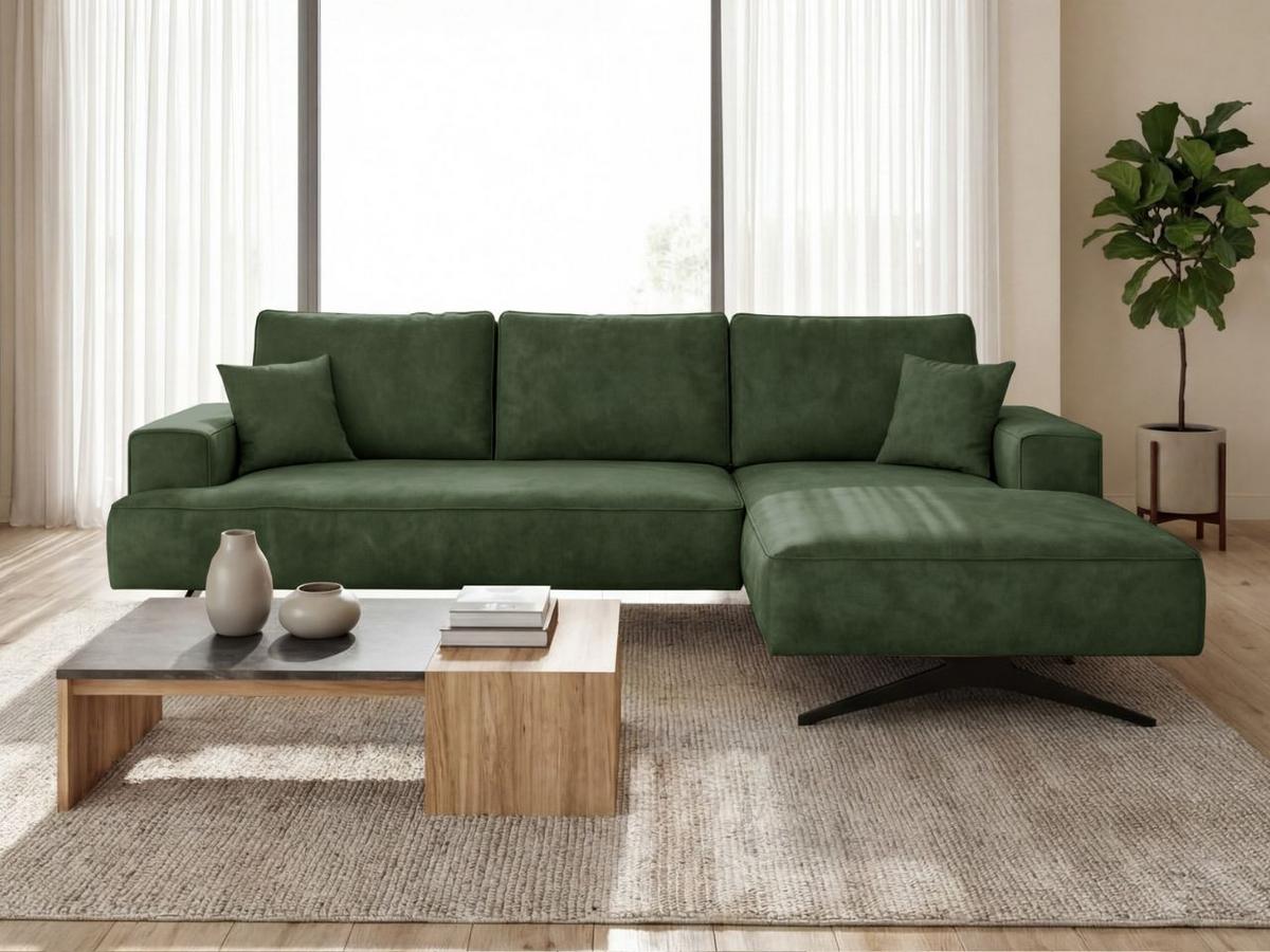 ECKSOFA Leto Grün Rechts - Schwarz/Grün, Holz/Textil (165/260cm) - Graingold