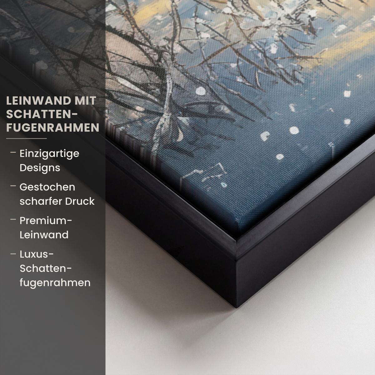LEINWAND Bilder mit Rahmen - Schneemann - Schnee - Winter - Wald - 50x50 - Hellblau, Textil (50/50cm) - MuchoWow