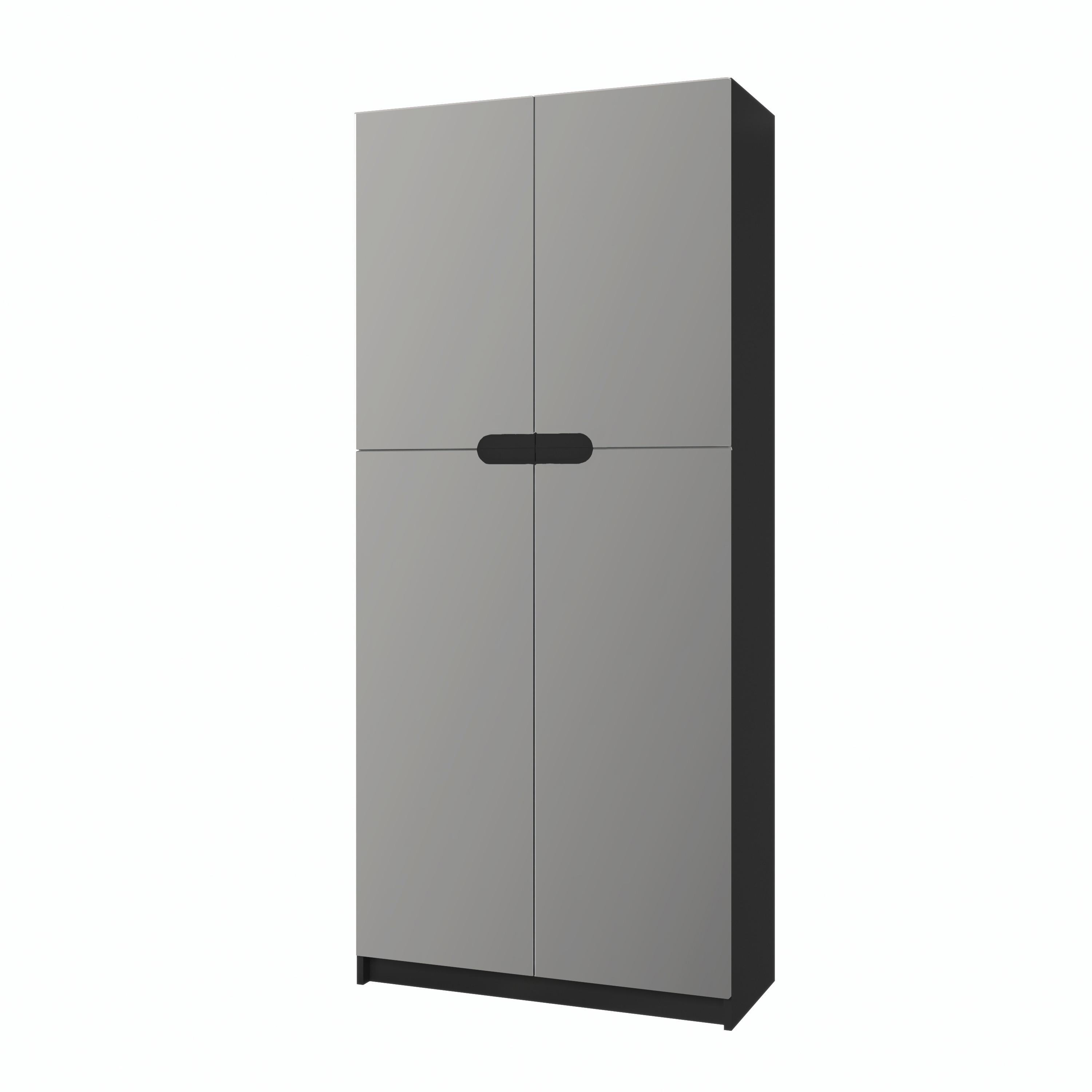 BÜROSCHRANK Logan Fronten in Hellgrau Seidenmatt - Greige, Holzwerkstoff (82/184/37cm) - Vladon