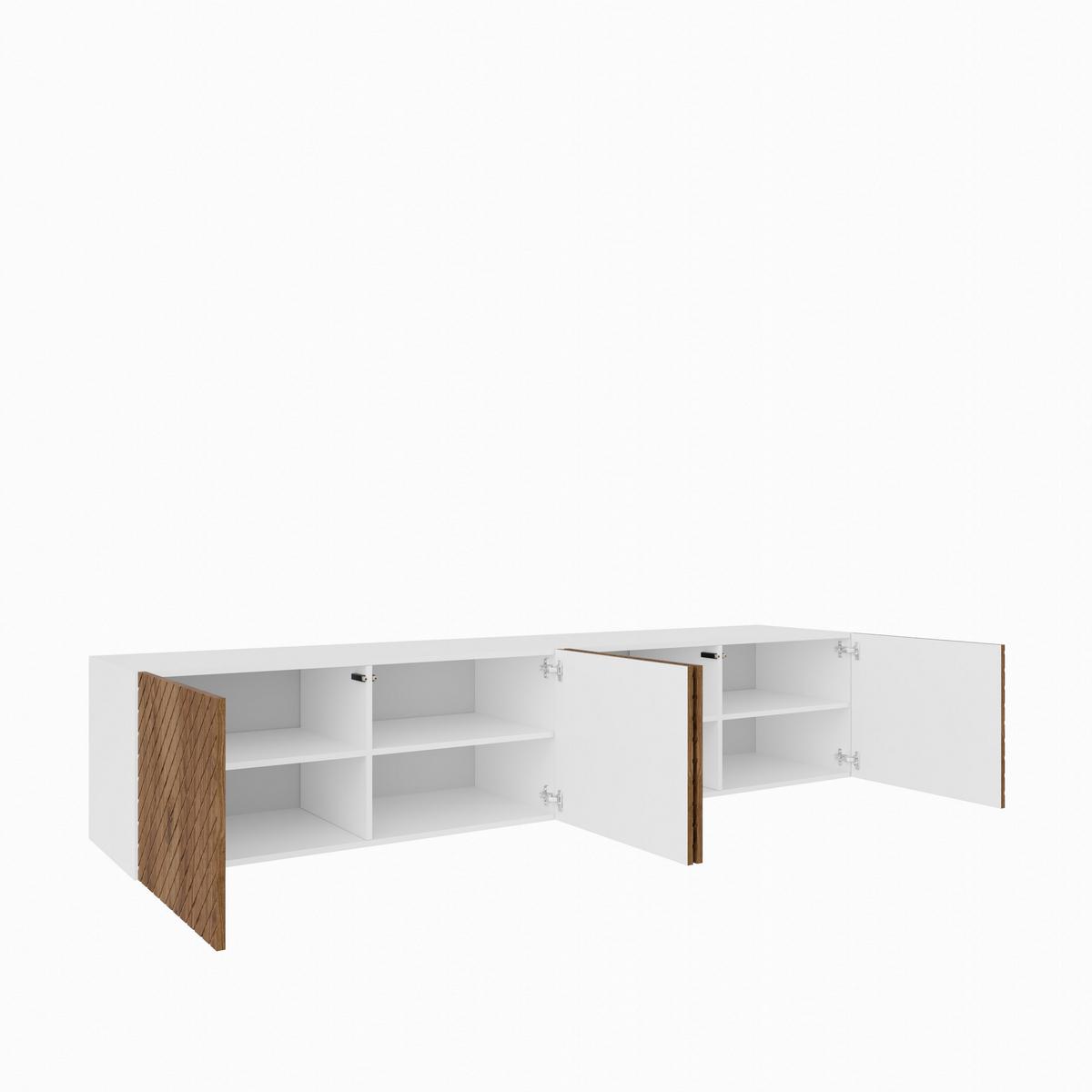 LOWBOARD CAVA 200/41/40 cm, Hängender TV-Schrank Weiß / Eichefarben - Eichefarben/Braun, Holzwerkstoff (200/41/40cm) - MASSENO