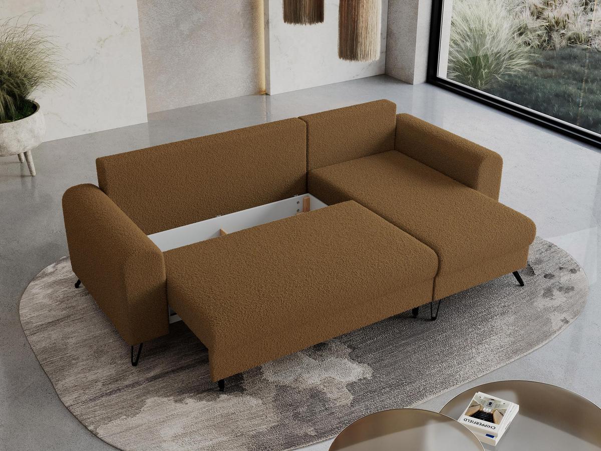 ECKSOFA Hugo Boucle Braun - Schwarz/Braun, Textil/Metall (242/140cm) - MKS