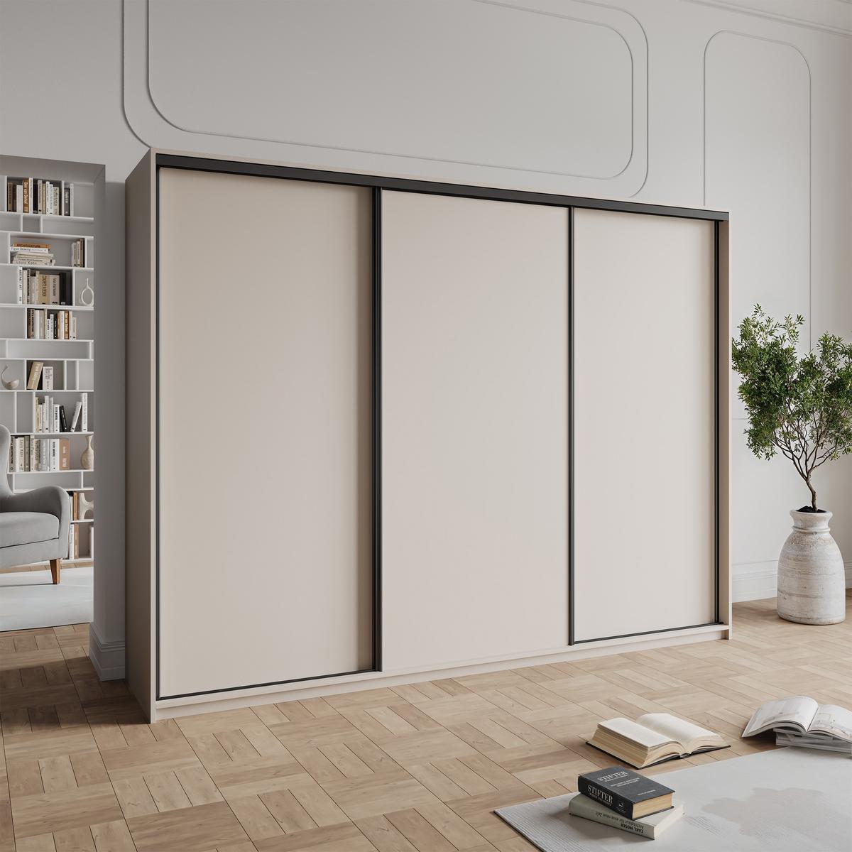 SCHWEBETÜRENSCHRANK NISSE 270/205/60 cm 3-türig Kaschmir - Kaschmir, Holzwerkstoff (270/205/60cm) - MASSENO
