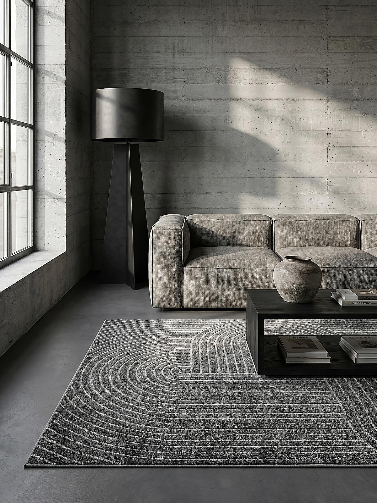 TEPPICH Outdoor Geometrisch MEZEN Polypropylen Anthrazit 120 x 160 cm - Anthrazit, Textil (120/160cm) - KADIMA DESIGN