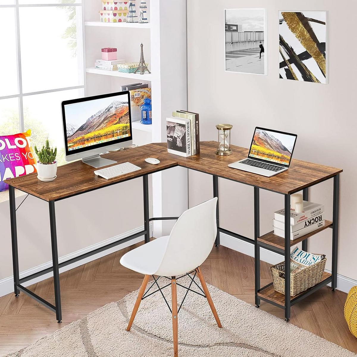 COMPUTERTISCH Braun - Braun, Holzwerkstoff (138/138/75cm) - COSTWAY