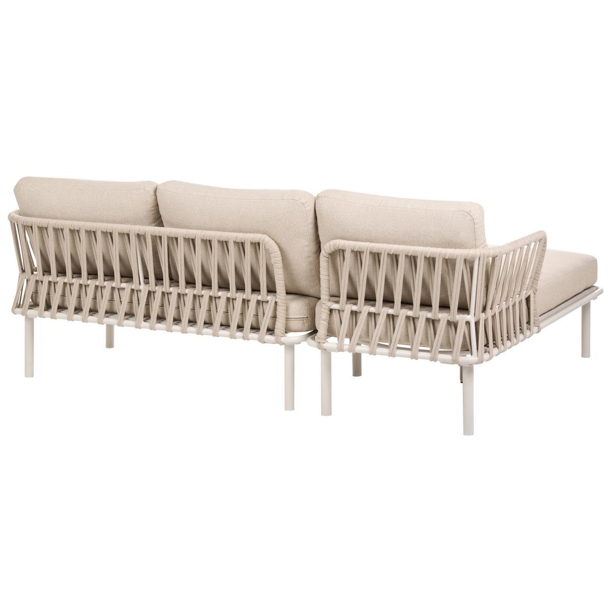 GARTEN Ecksofa mit Tisch 3-Sitzer Metall Beige rechtsseitig Orte - Beige, Metall - Beliani