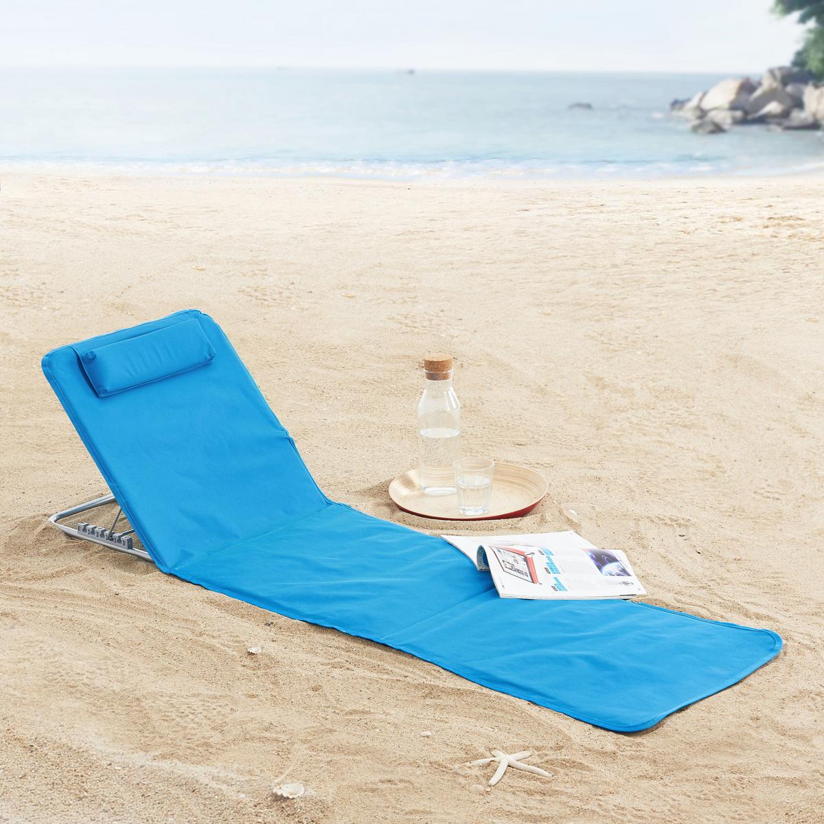 STRANDMATTEN-SET 2 TLG. Cellorigo - Blau, Textil/Metall (160/42/49cm) - [en.casa]