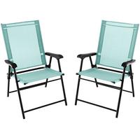 KLAPPSTÜHLE Türkis(2er-Set) - Türkis, Metall (65/93/60cm) - COSTWAY