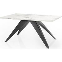 ESSTISCH Vance rechteckig ausziehbar, Marmor Weiß 140-240/80/76 cm - Ecru/Schwarz, Holzwerkstoff/Metall (80/240/76cm) - WFL GROUP