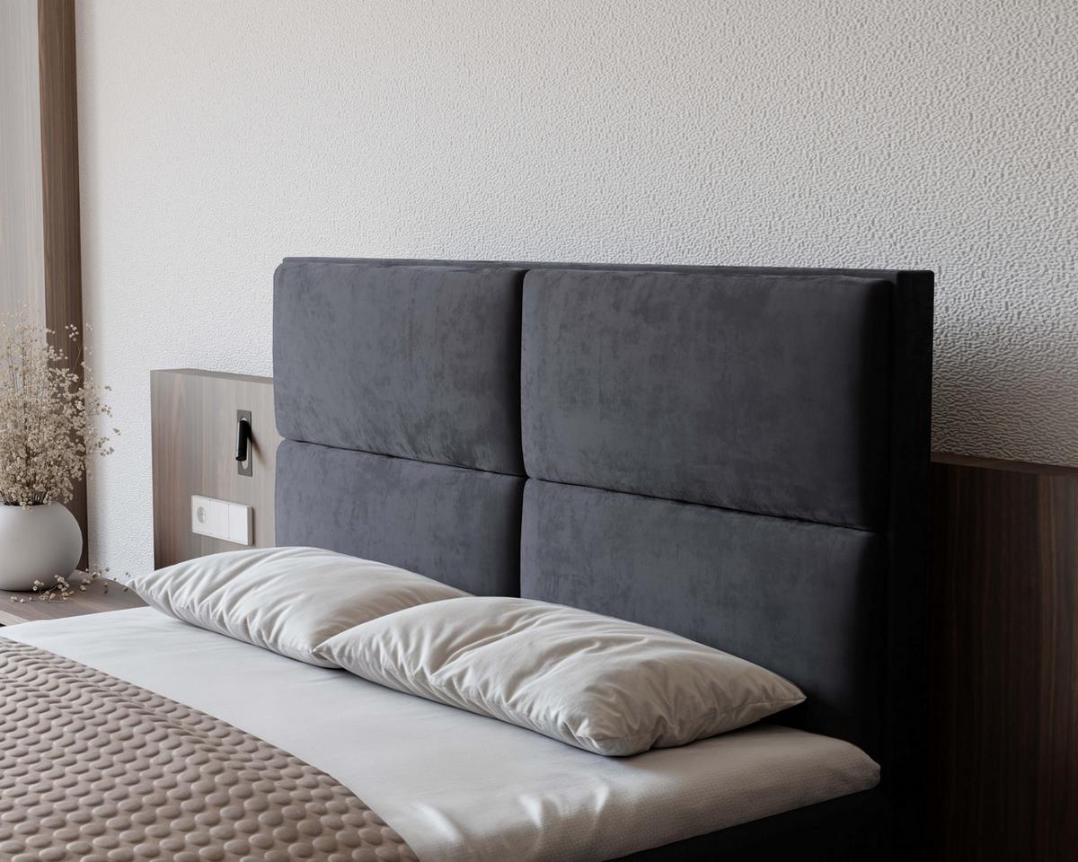 BOXBETT 120x200 cm mit Topper - Anthrazit, Holzwerkstoff/Textil (120/200cm) - Idohome