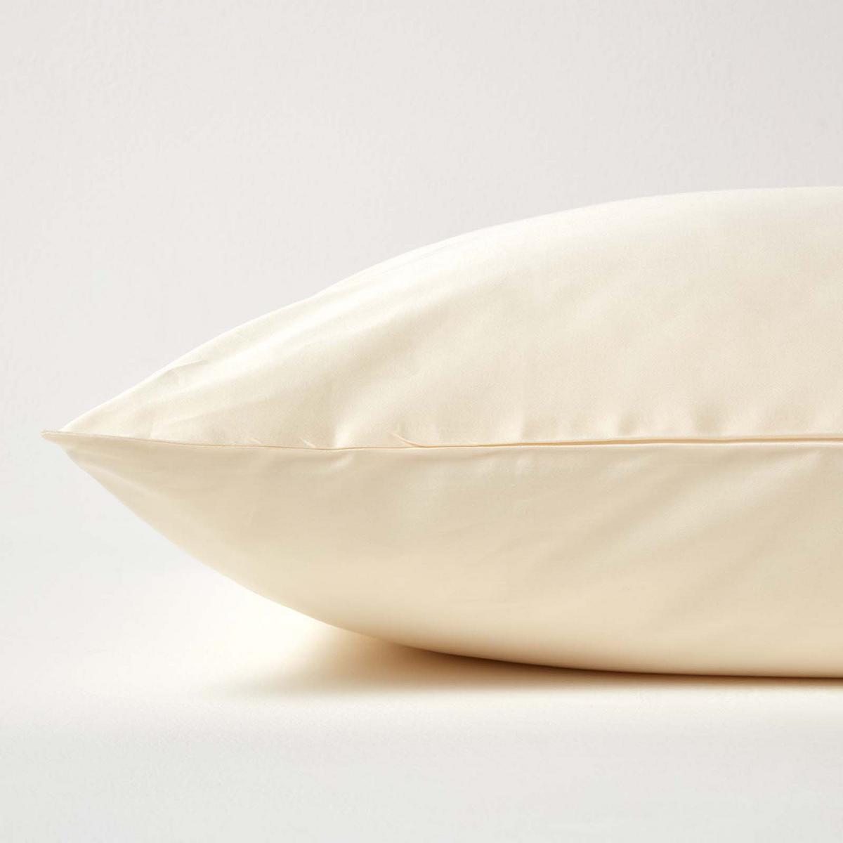 BIO-KISSENBEZUG Satin, Fadendichte 400 - Creme, Textil (40/40cm) - Homescapes