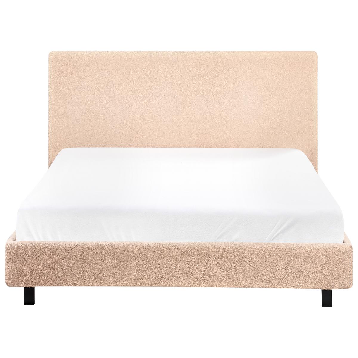 BETT mit Lattenrost 120/200 cm Bouclé Cremeweiß Albi - Creme, Textil (120/200cm) - Beliani