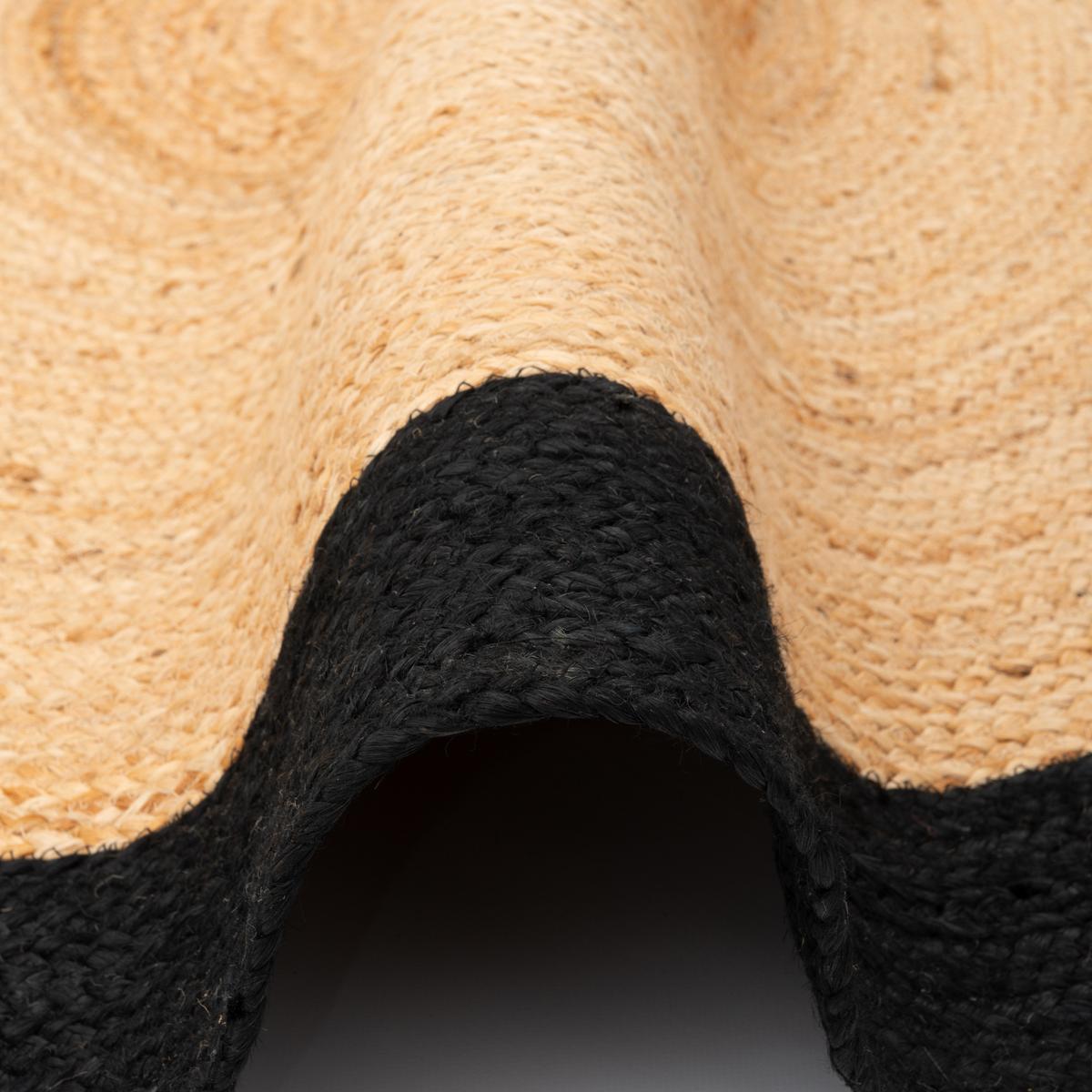 NATURFASER TEPPICH JUTE SALSA BORDÜRE RUND - Beige/Schwarz, Textil (200/200cm) - Pergamon