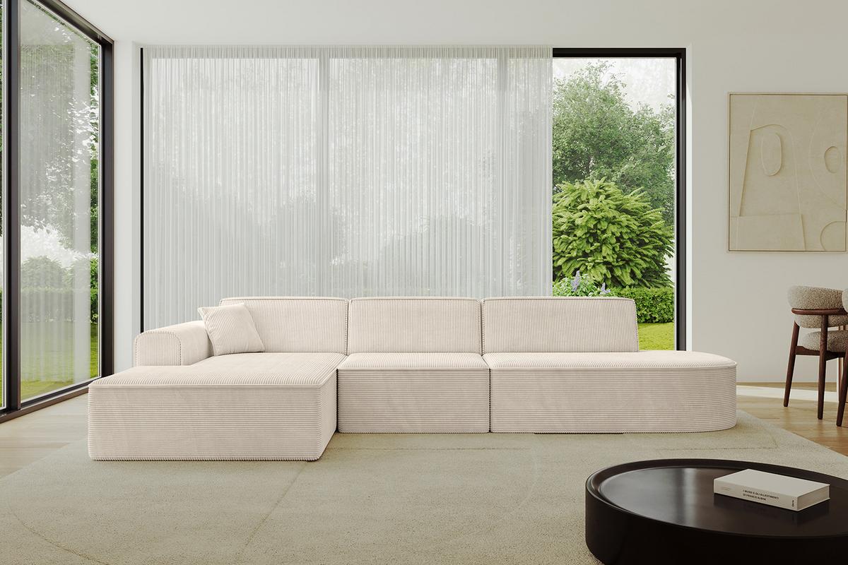 ECKSOFA Ottomane Links IREA-L2-v3 - 327x165x77 cm Beige - Beige/Creme, Holzwerkstoff/Textil (327/165cm) - ALTDECOR