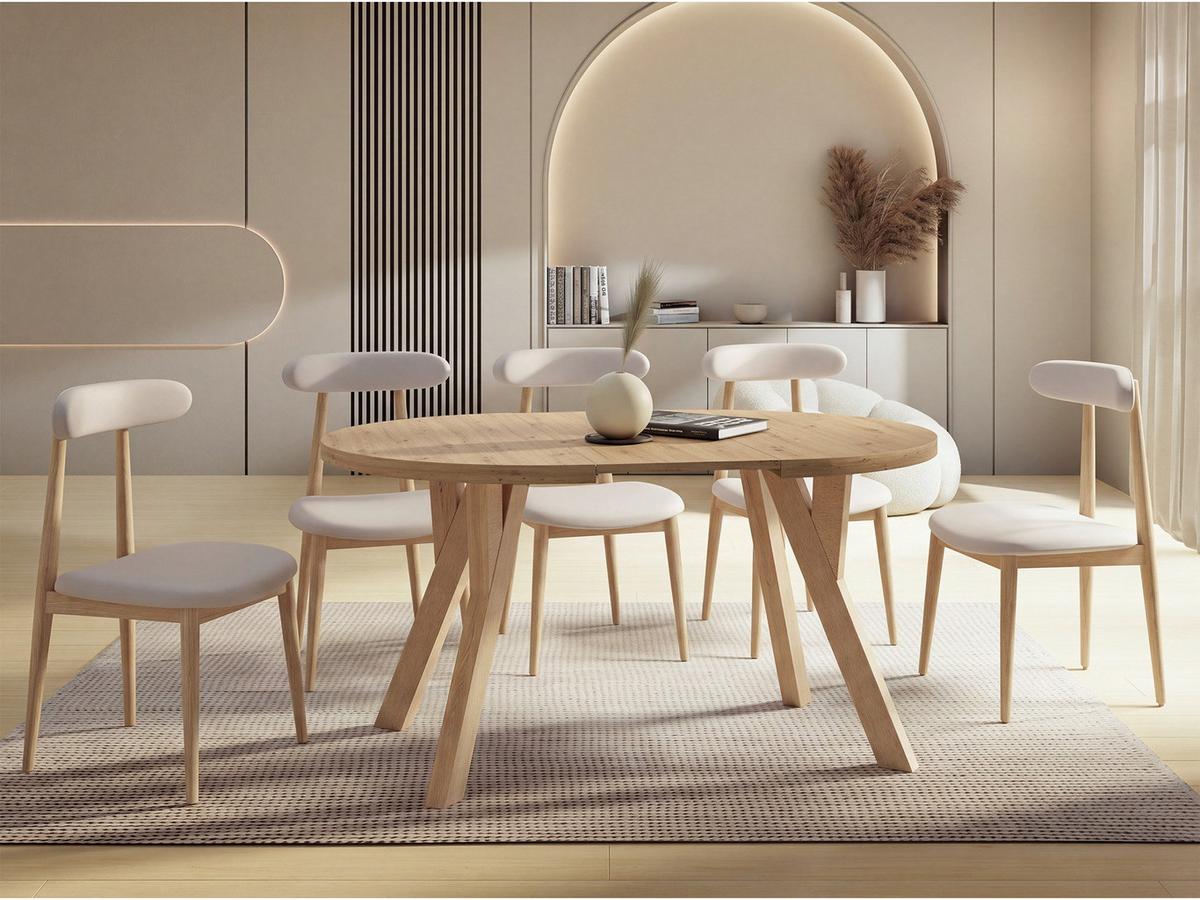 ESSTISCH Avero rund, ausziehbar, Massivholzbeine aus Buche, Eiche Artisan Braun 80-130/80/77 cm - Hellbraun/Eiche Artisan, Holz/Holzwerkstoff (80/130/76.5cm) - WFL GROUP
