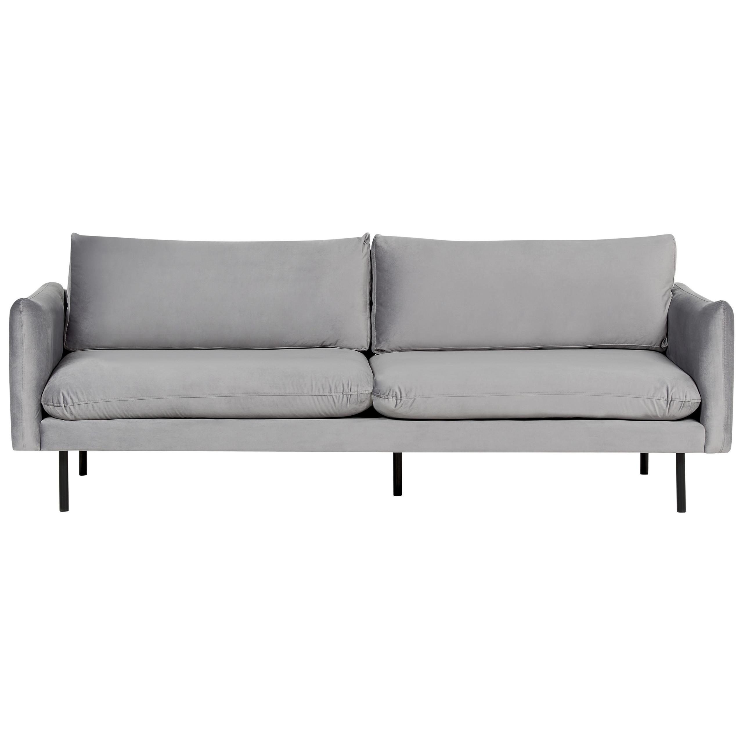 3-SITZER-SOFA Samtstoff Grau Vinterbro - Grau, Textil (220/86/84cm) - Beliani