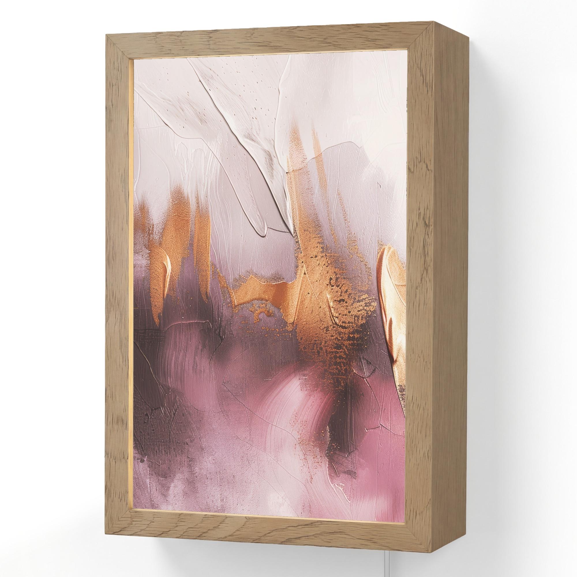 WANDLEUCHTE Lila - Abstrakt - Farbe - Gold 20x30 cm - Mauve, Holzwerkstoff (20/30/8cm) - OnlyWow