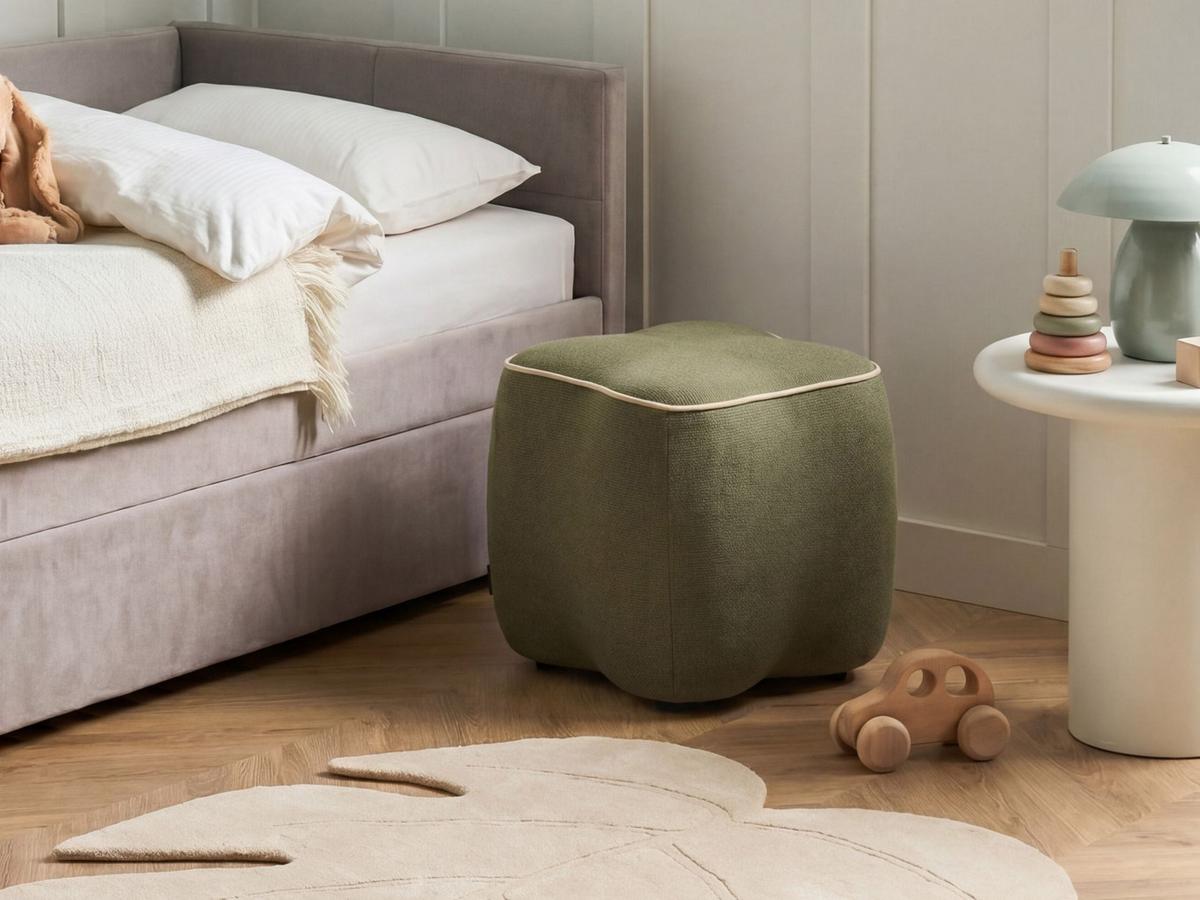 POUF Stoff Grün Juno - Beige, Textil (35/38/35cm) - Beliani