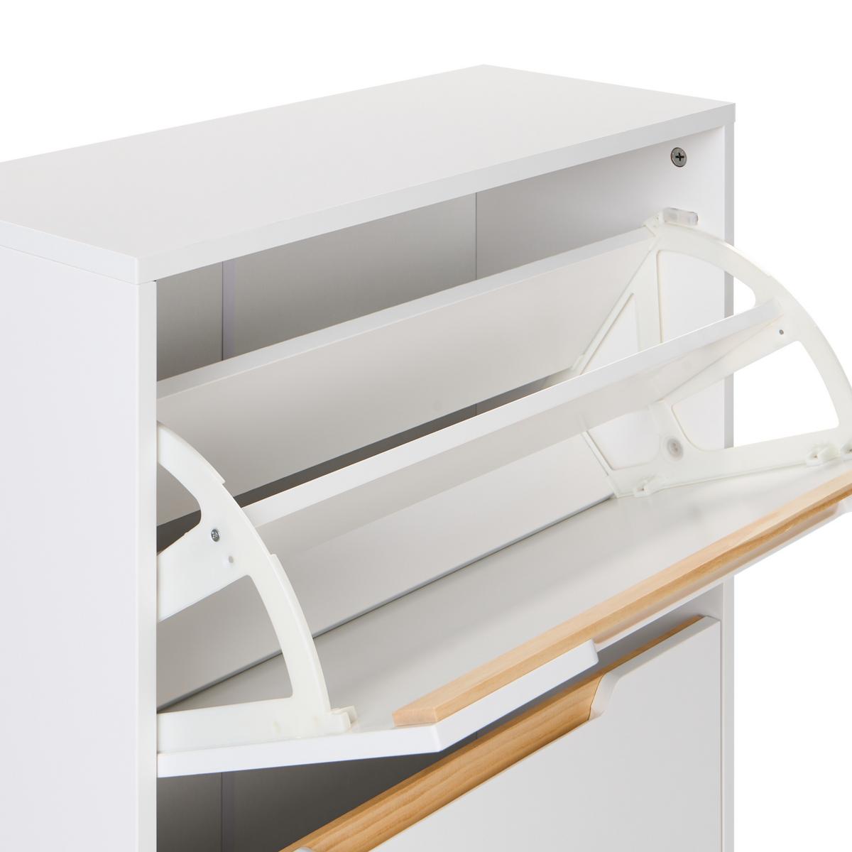 SCHUHSCHRANK Weiß Sandfly - Hellbraun/Weiß, Holzwerkstoff (60/128/24cm) - Beliani