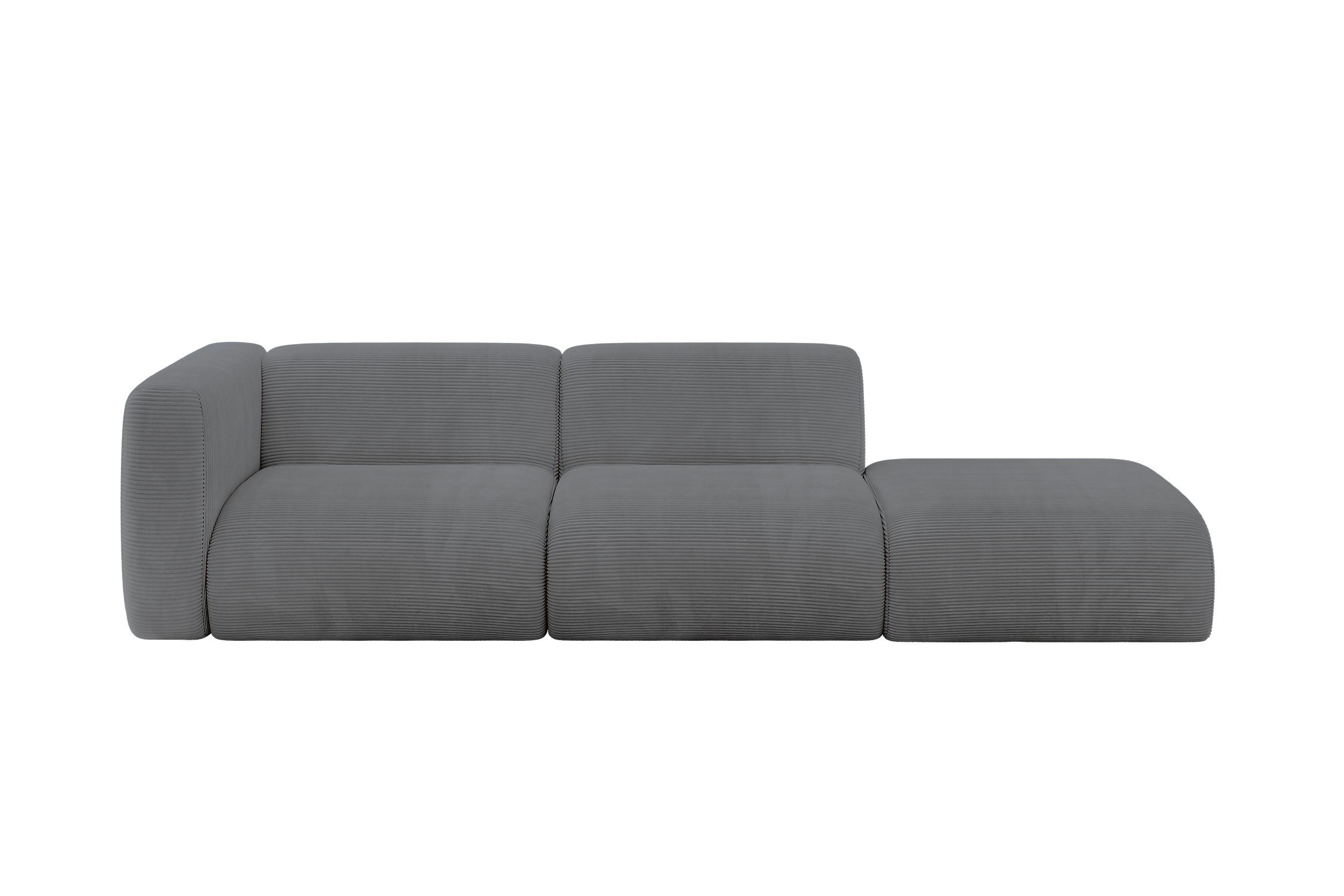 SOFA Ottomane Links MIRA-S3 296x89x70 Dunkelgrau Cord - Dunkelgrau/Graphitfarben, Holzwerkstoff/Kunststoff (296/70/89cm) - ALTDECOR