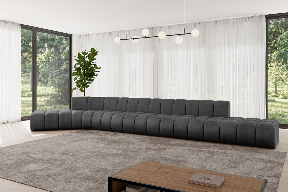 ECKSOFA modulares Sofa Solven-L3 - 562x174x70 cm Schwarz - Schwarz, Holzwerkstoff/Textil (562/174cm) - ALTDECOR