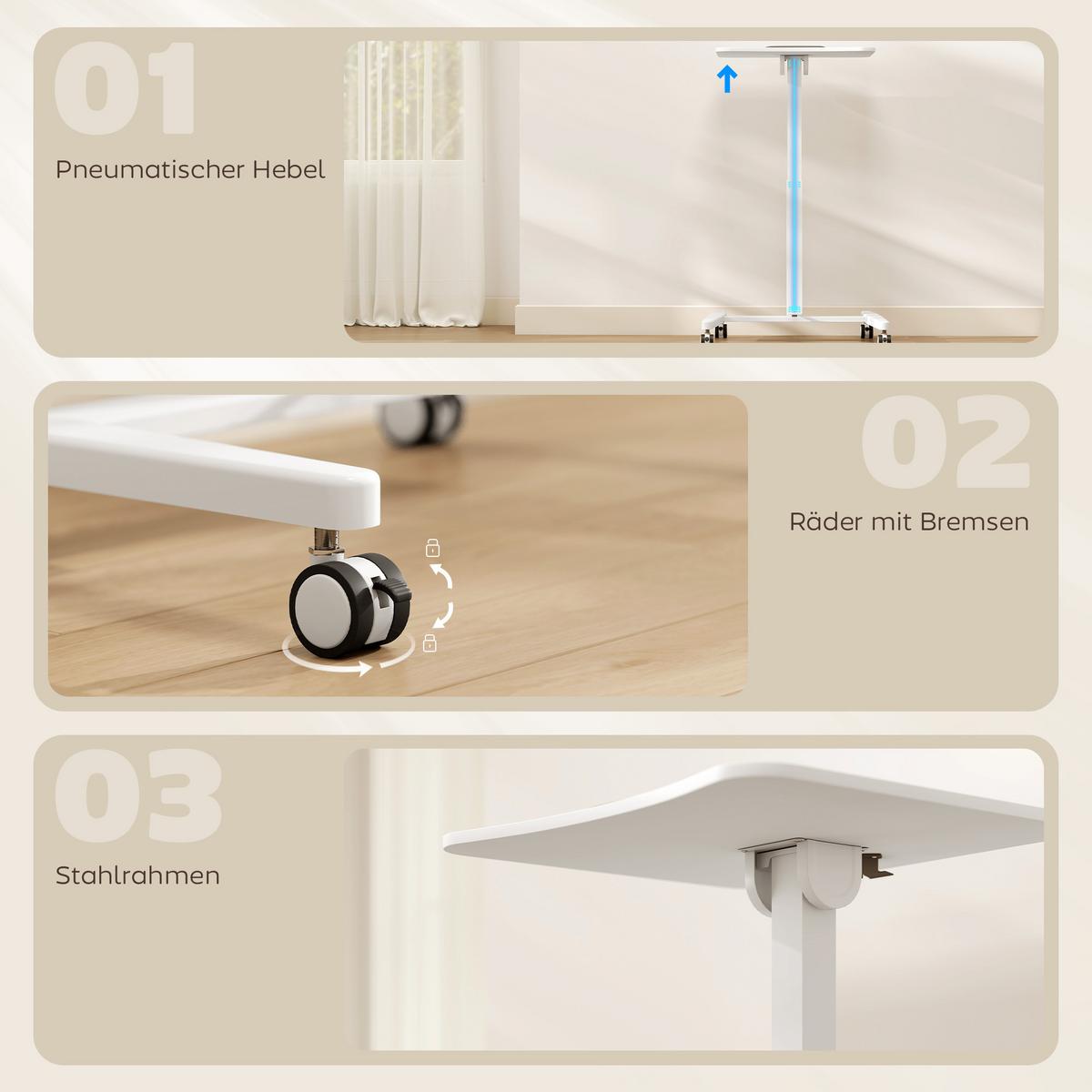 STEHPULT MDF Stahl Weiß - Weiß, Holzwerkstoff/Metall (60.5/52/114cm) - HOMCOM