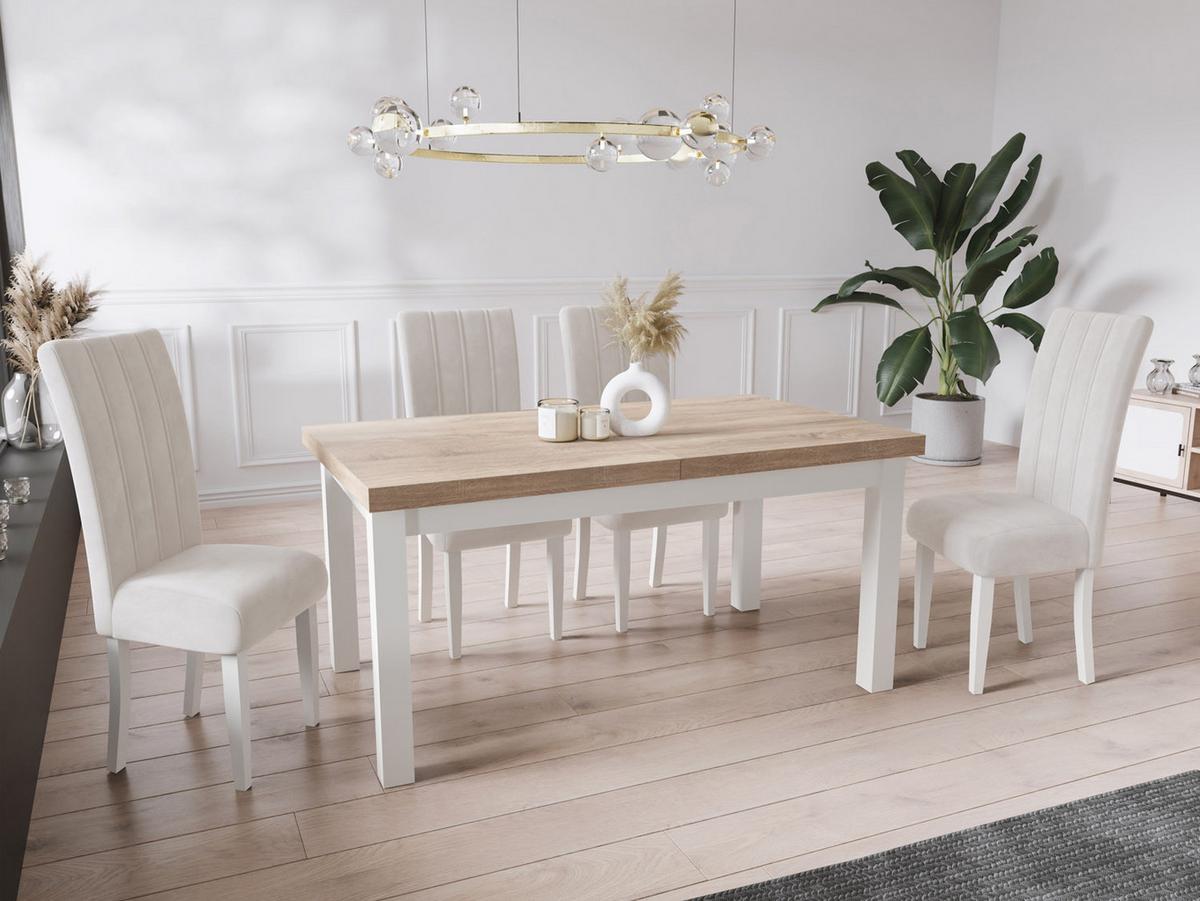 ESSTISCH Avena rechteckig ausziehbar, Sonoma Eiche 160/90/78 - Weiß/Sonoma Eiche, Holz/Holzwerkstoff (90/210/78cm) - WFL GROUP