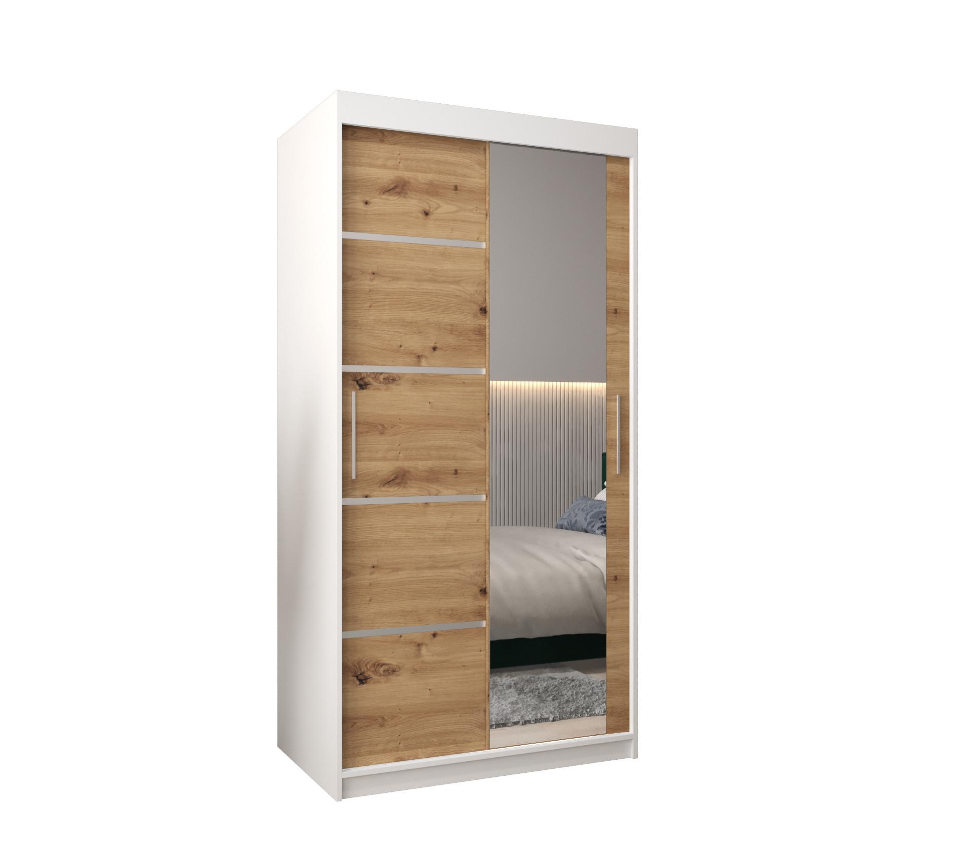 SCHWEBETÜRENSCHRANK 200/100/62 2-türig - Silberfarben/Eiche Artisan, Holz/Kunststoff (100/200/62cm) - MÖBEL KRYSPOL
