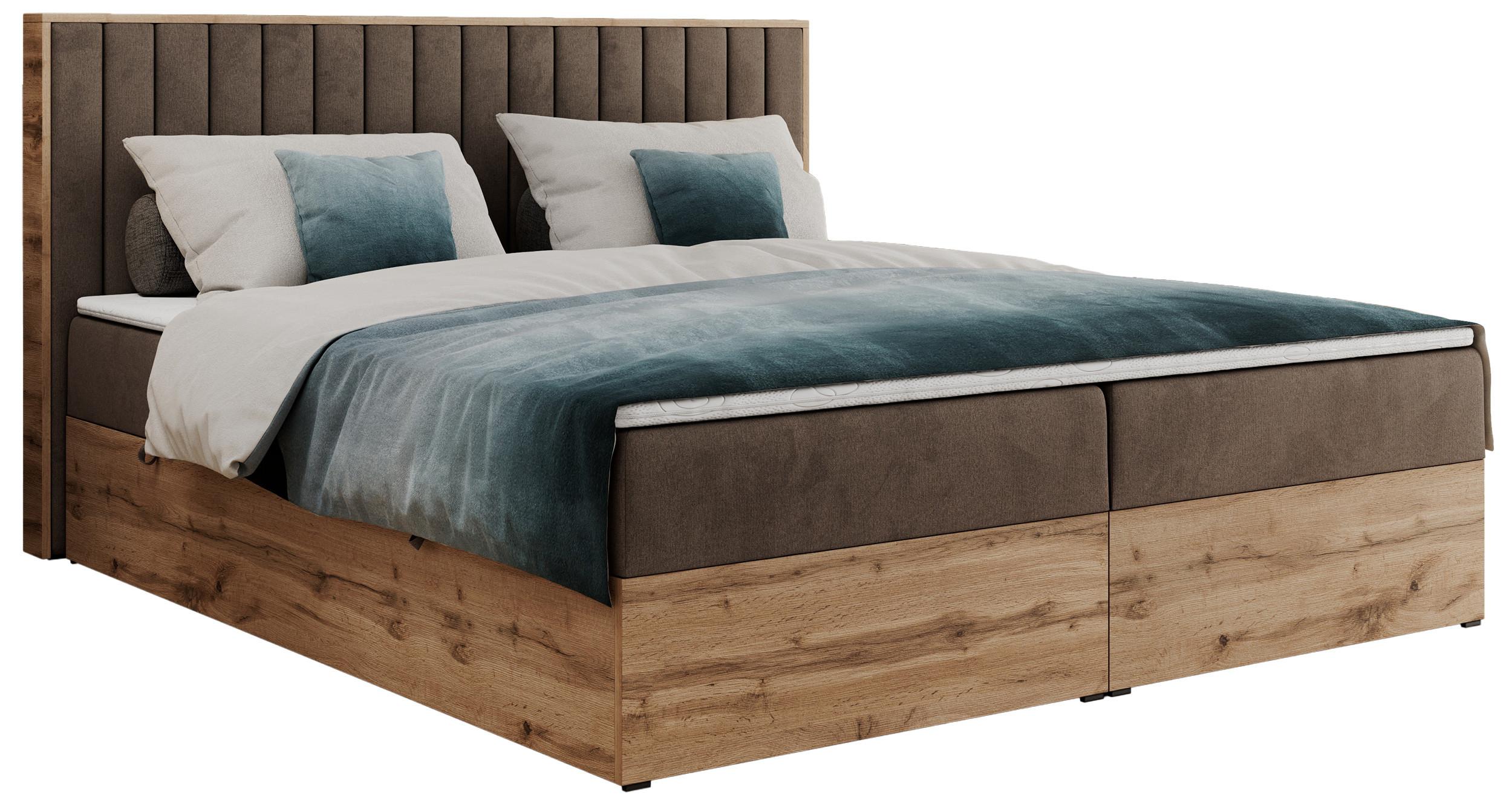 BOXBETT ALBERO 4 - 120/200 Braun Velvet - H4 - Braun, Holz/Textil (120/200cm) - MKS