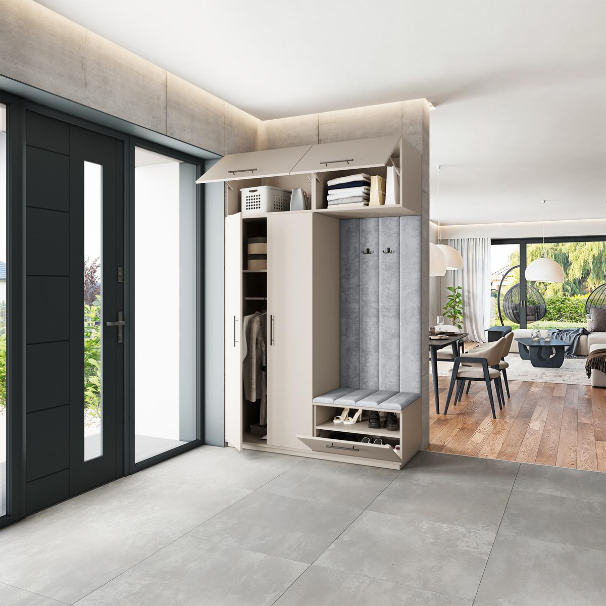 GARDEROBENSCHRANK REMA 150/240/60 cm Modern Kaschmir - Kaschmir/Hellgrau, Holzwerkstoff (150/240/60cm) - MASSENO