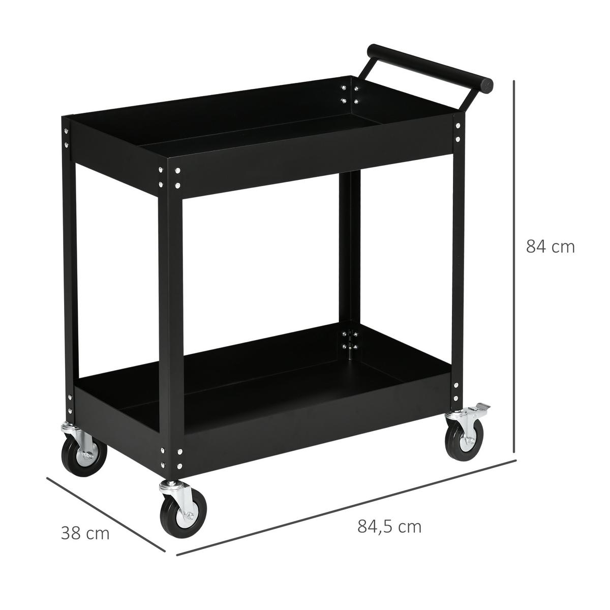 WERKSTATTWAGEN Kaltgewalzter Stahl Schwarz - Schwarz, Metall (38/84/84.5cm) - DURHAND