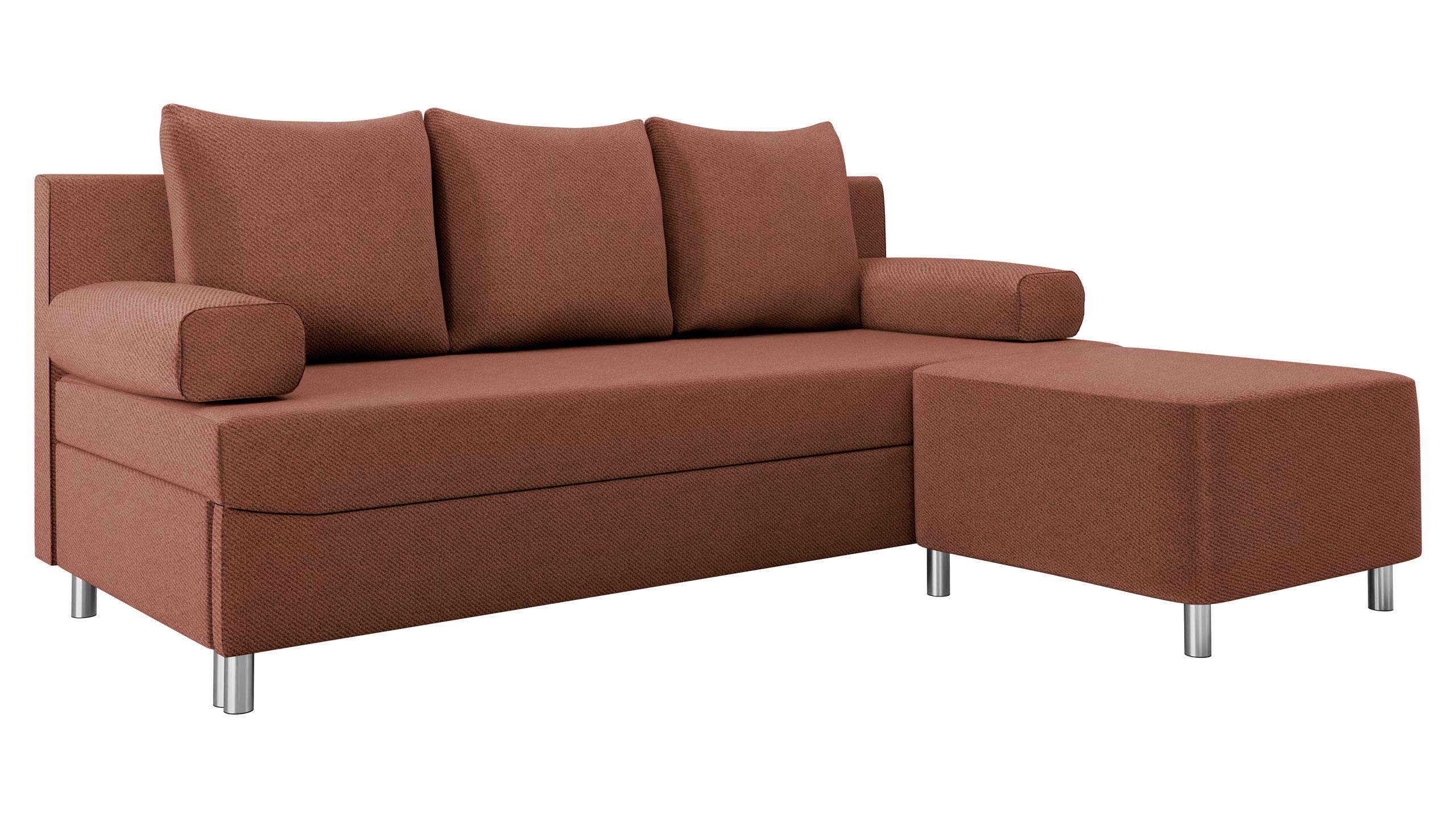 SCHLAFSOFA Dover mit Polsterhocker - Chromfarben/Rosa, Holz/Kunststoff (192/86/80cm) - MIRJAN24