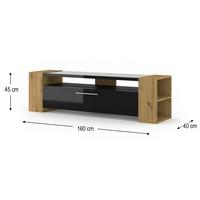 TV LOWBOARD Artisan Eiche/Schwarz Hochglanz 160/42/40 - Schwarz Hochglanz/Eiche Artisan, Holzwerkstoff (160/42/40cm) - RAUMHIRSCH FURNITURE