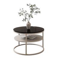COUCHTISCH CIRI SLIM KASCHMIR HOCHGLANZ mit Regal - Beige/Schwarz, Holzwerkstoff (60/60/42cm) - Lookway